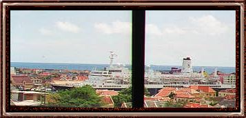 View of the ship in Cura&ccedil;ao from the Queen Juliana Bridge